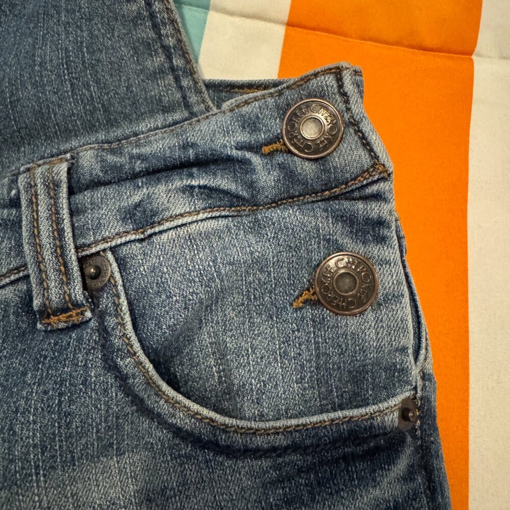 Cherokee Classic Medium Wash Denim Overalls – Adjustable Straps – Size L - Picture 4 of 8